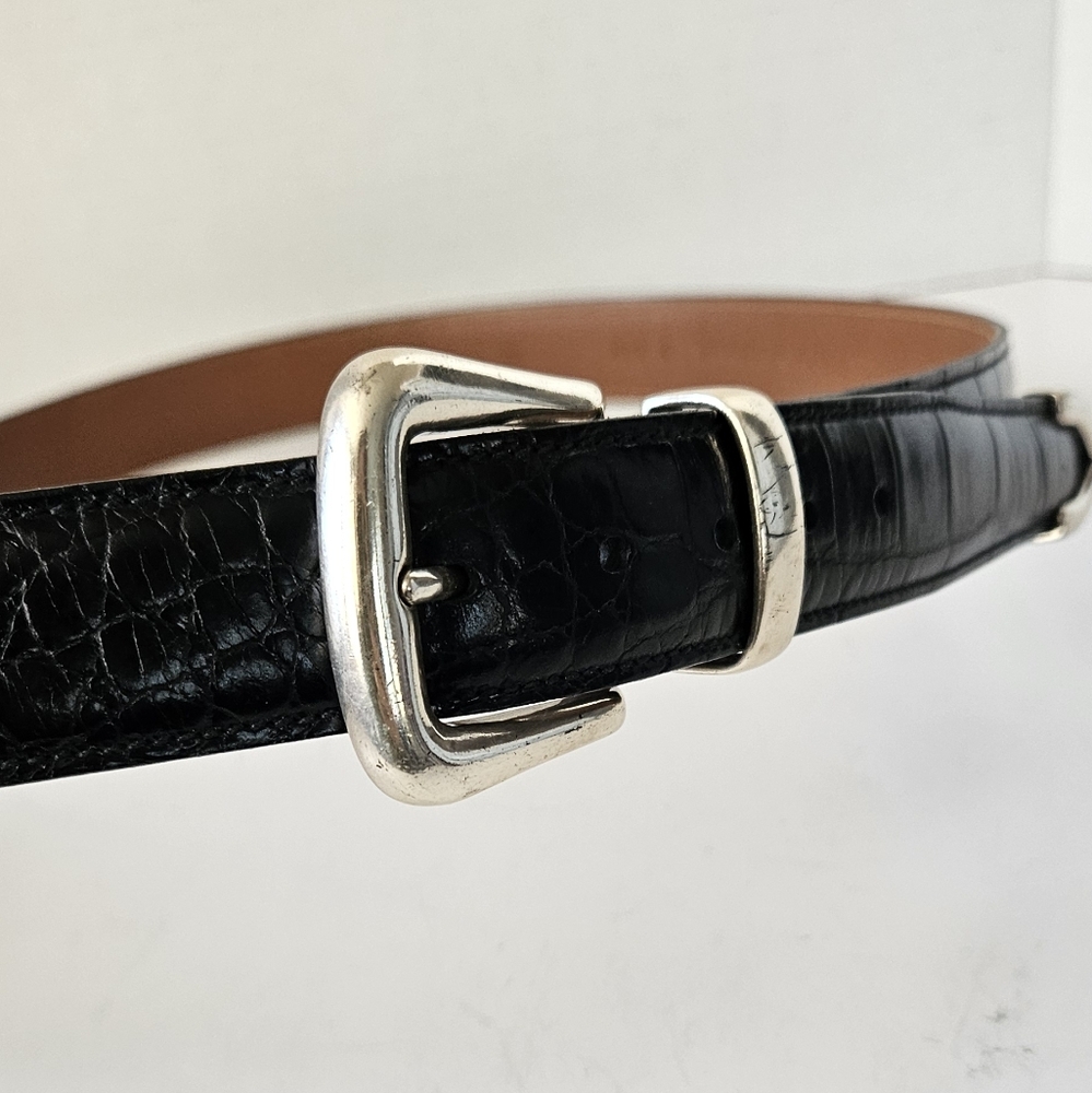 Trafalfar Black Croc Embossed Mens‎ Leather Belt Size 44 - Picture 9 of 10